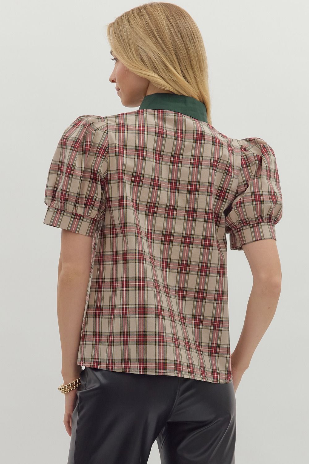 Plaid Taupe Top SHIPS OR PICKUP FROM COCO 11/6/25