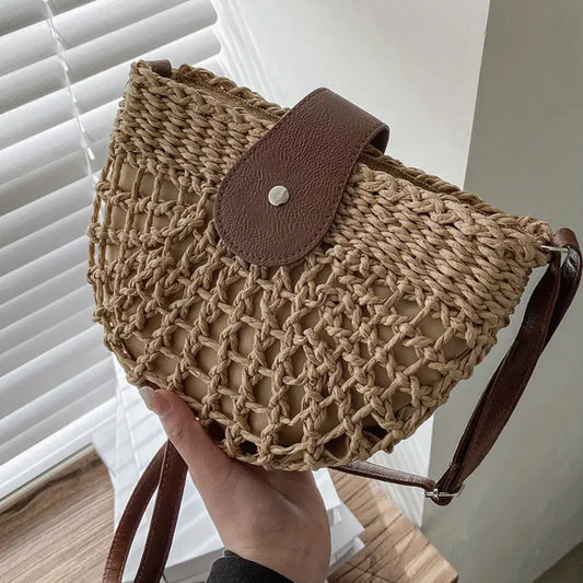 Dark Straw Crossbody Bag
