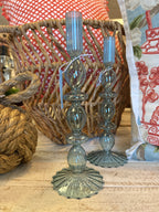 Blue Glass Candle Holders
