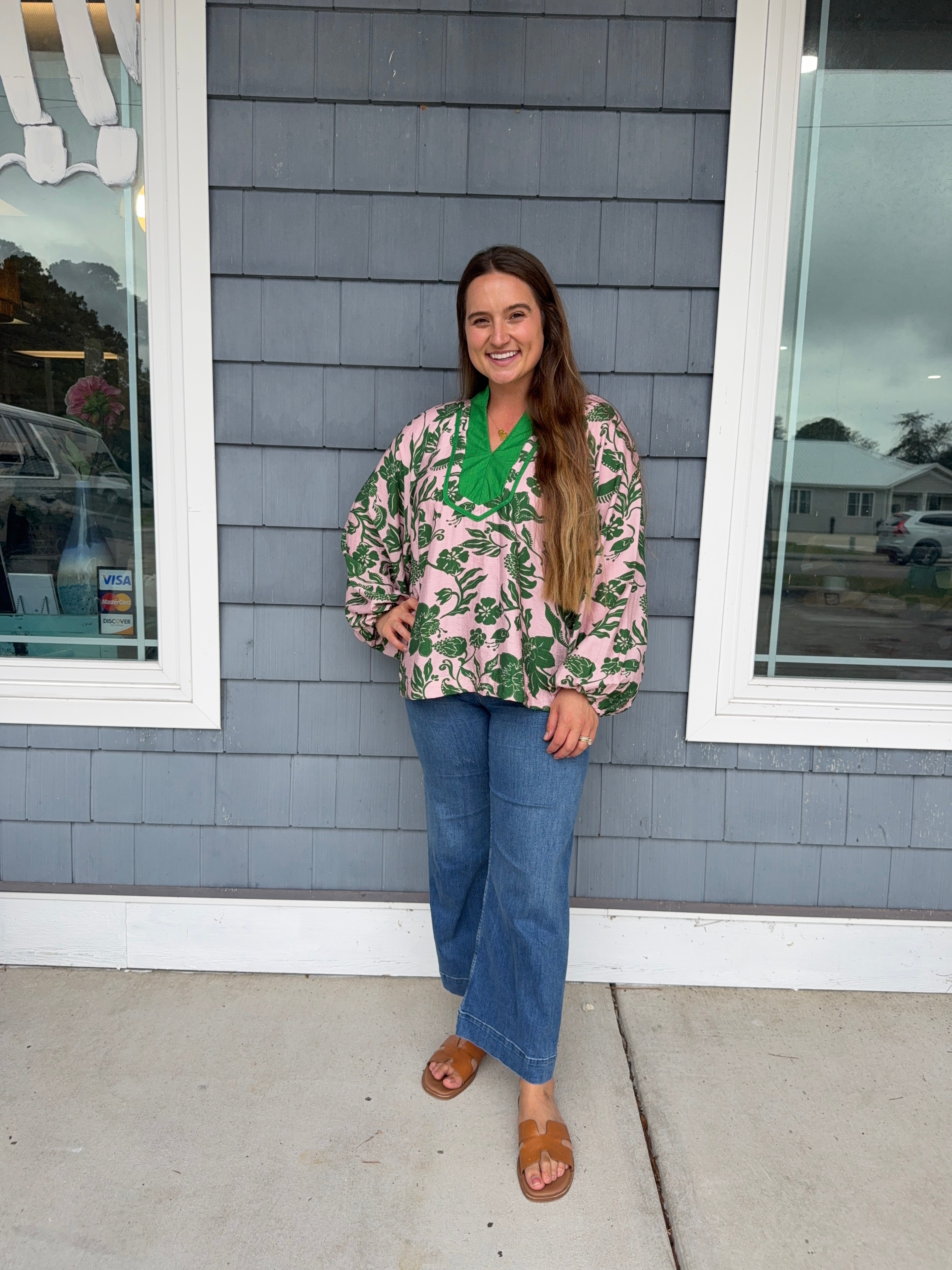 Two Tone Floral Light Pink Mix Top