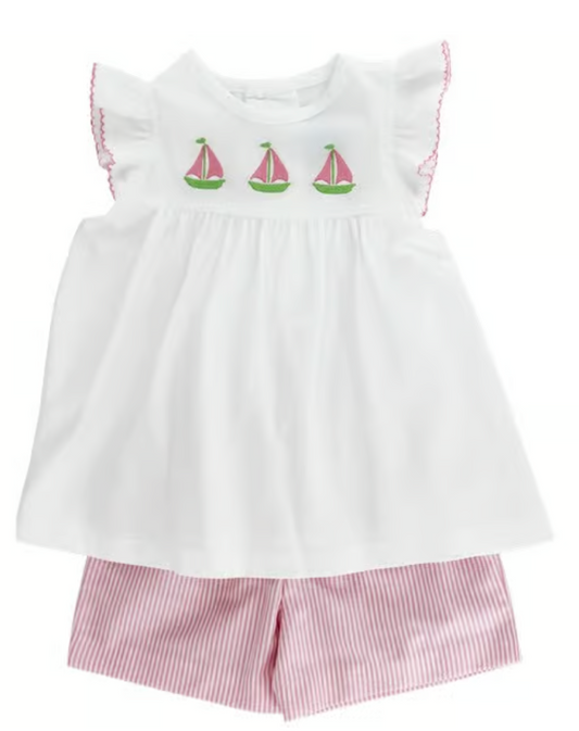 Sailboat Trio Girls Short Set, Bailey Boys