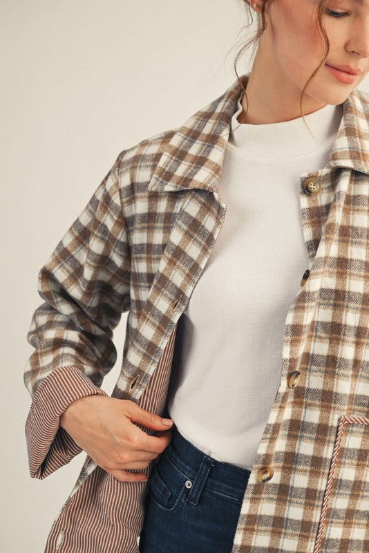 Button Down Plaid Jacket