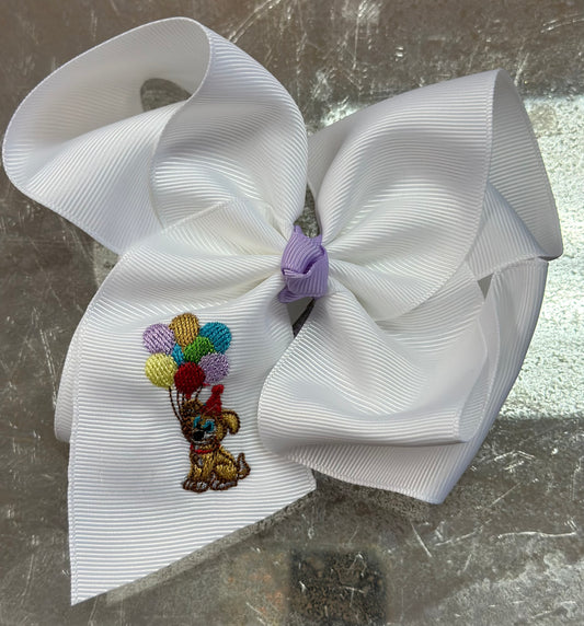 Party Puppy Embroidered Bow 5 Inch