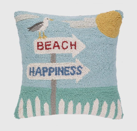 Beach Happiness Seagull Hook Pillow