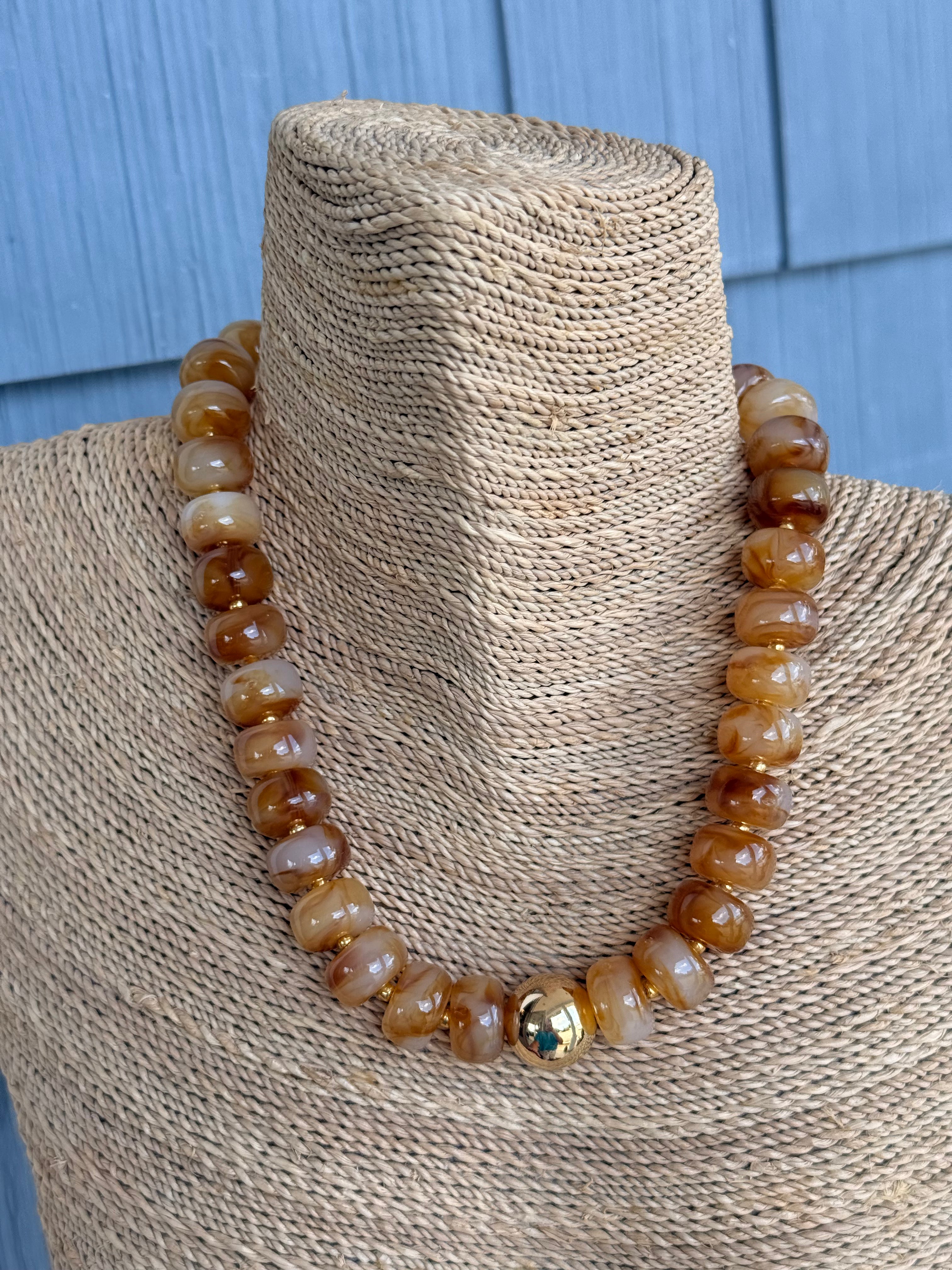 Brown & Gold Beaded Necklace