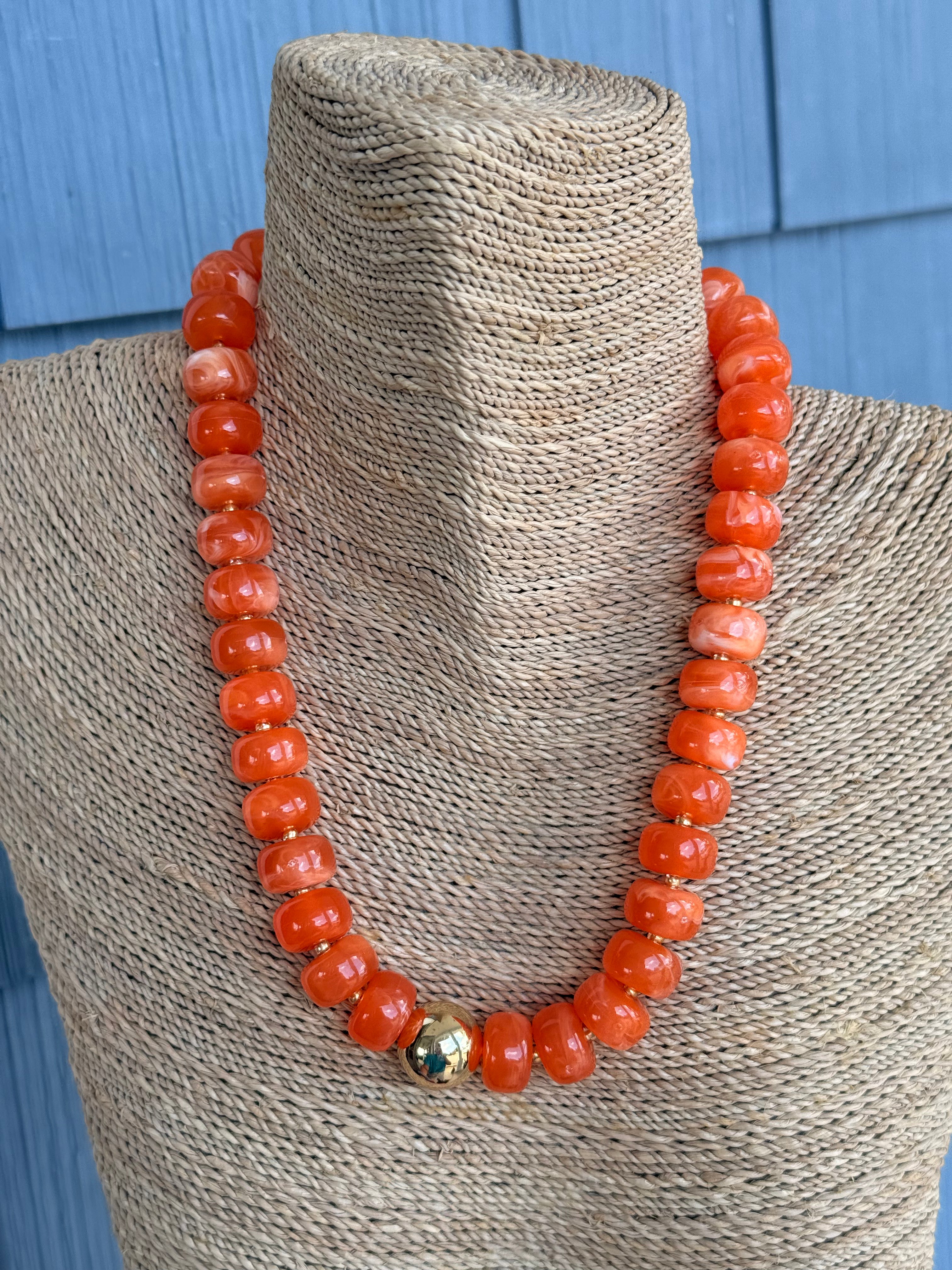 Orange & Gold Beaded Necklace