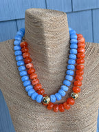 Blue & Gold Beaded Necklace