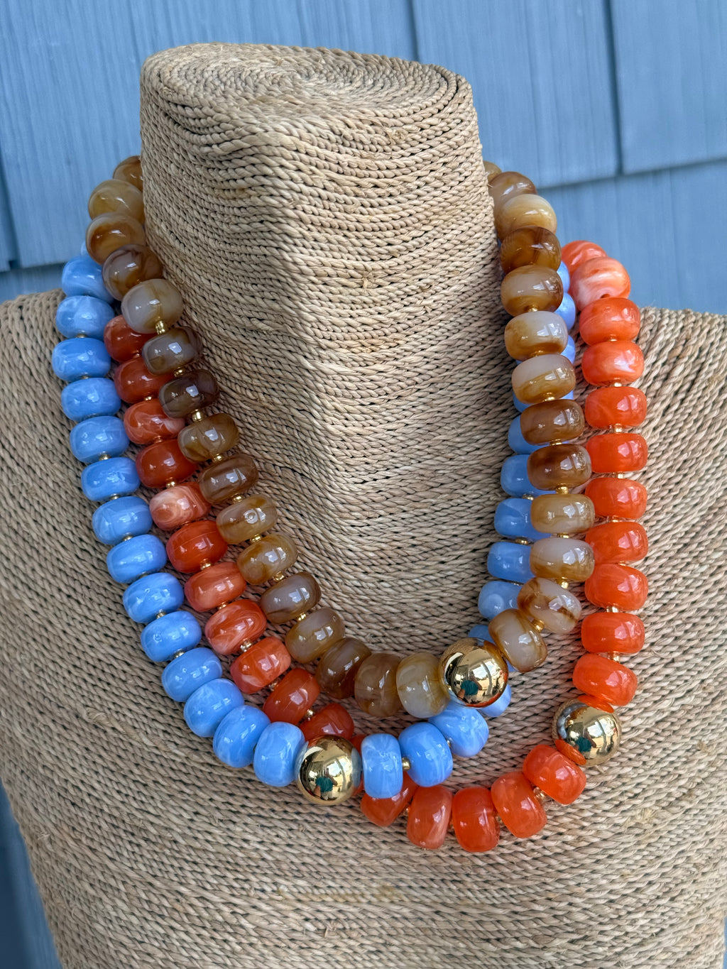 Orange & Gold Beaded Necklace