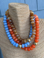 Blue & Gold Beaded Necklace