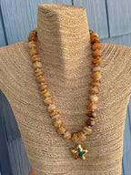 Brown Beaded Chunky Star Necklace