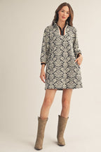 Black Baroque Floral Dress