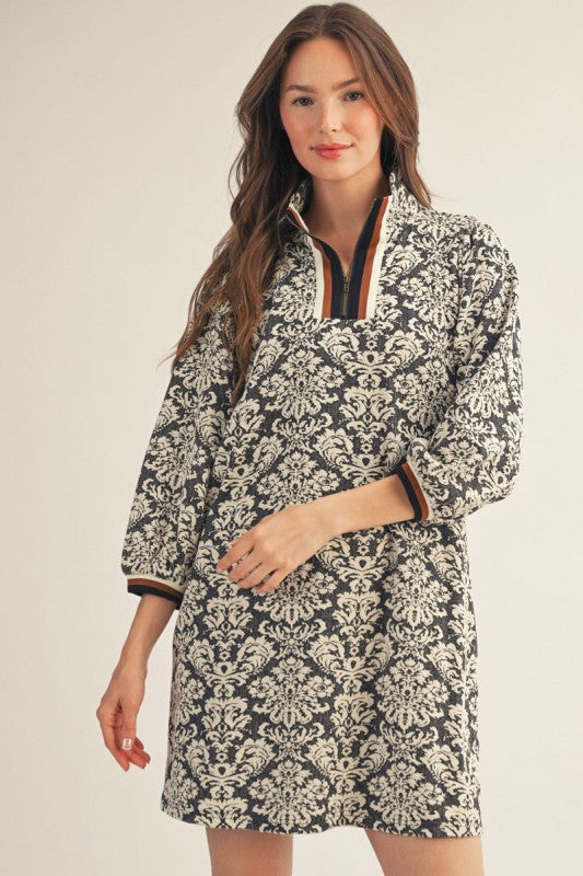 Black Baroque Floral Dress